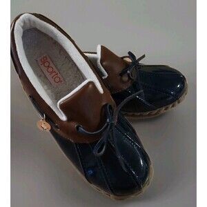 SPORTO Original Pamela Duck Shoes Women's 7M Blue Brown Slip On Rain Gear Boots